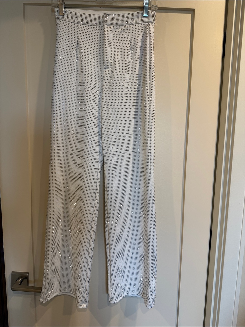 New with tags. Kiwi white crystal rhinestone studded trousers